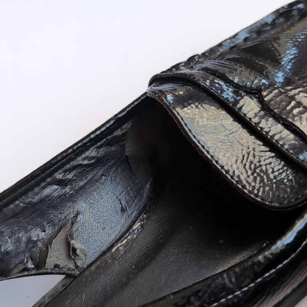Topshop Black Patent Penny Sling Loafers Size 37 US6.5 - Picture 8 of 10